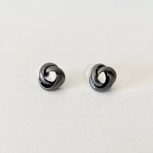 Gunmetal Grey Knot Stud Earrings